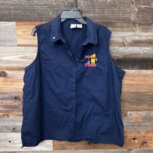 VTG Disney Winnie The Pooh Bumblebee Navy Sleeveless Button up Shirt size 2X